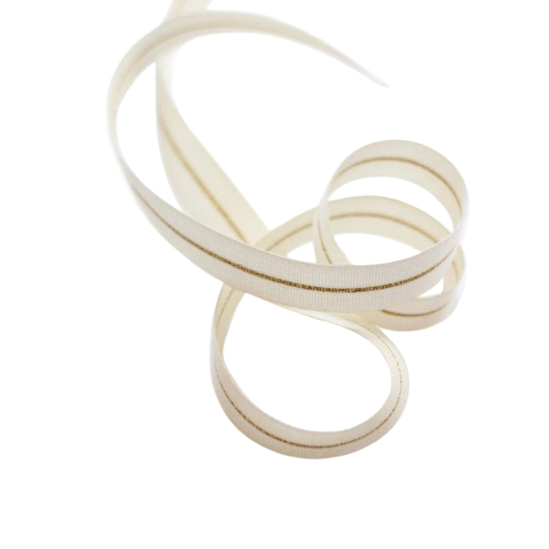 Cotton Ribbon with Metallic Stripe, Yozo Studio